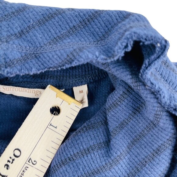 Blue Surroundings Womens Medium Ribbed Knit Cowl Neck Pullover Top With Pocket - Picture 3 of 6